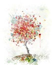 Watercolor Image Of Autumn Tree
