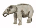 Watercolor image of baby of asian elephant.