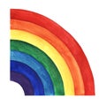 Watercolor image of bright rainbow. Half of round rainbow of 7 colors - purple, blue, sky blue, green, yellow, orange Royalty Free Stock Photo