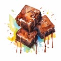 Watercolor Brownies With Chocolate Glaze - Multilayered, High Detailed Artwork