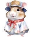 A cute Hamster in a hanbok. Ai-Generated.