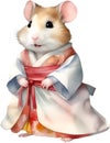 A cute Hamster in a hanbok. Ai-Generated.