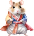A cute Hamster in a hanbok. Ai-Generated.