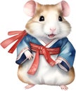 A cute Hamster in a hanbok. Ai-Generated.