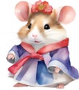 A cute Hamster in a hanbok. Ai-Generated.