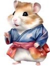 A cute Hamster in a hanbok. Ai-Generated.