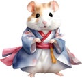 A cute Hamster in a hanbok. Ai-Generated.