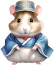 A cute Hamster in a hanbok. Ai-Generated.