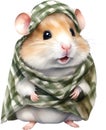 A cute Hamster in the keffiyeh, shemagh or ghutrah. Ai-Generated.
