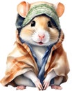 A cute Hamster in the keffiyeh, shemagh or ghutrah. Ai-Generated.