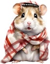 A cute Hamster in the keffiyeh, shemagh or ghutrah. Ai-Generated.