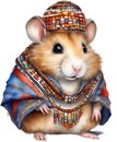 A cute Hamster in Maasai beadwork. Ai-Generated.