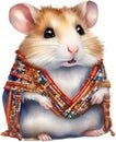 A cute Hamster in Maasai beadwork. Ai-Generated.