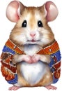 A cute Hamster in Maasai beadwork. Ai-Generated.