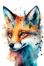 Watercolor image of a fox created with Generative AI technology