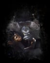 Watercolor Image Of Mother And Baby Monkey Royalty Free Stock Photo