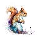 Watercolor image of a squirrel, created with Generative AI technology