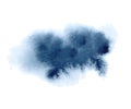 Watercolor indigo splash on white background. Grunge ink blot and drop. High quality manually traced vector illustration