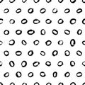 Watercolor or ink abstract black white stains seamless pattern. Polka dot grunge texture background. Vector illustration Royalty Free Stock Photo