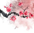 Watercolor blossom tree