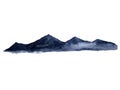 Watercolor ink landscape mountain fog . Traditional oriental. asia art style.isolated on a white background Royalty Free Stock Photo