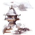 Watercolor architecture sketch