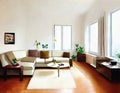 Watercolor of interior of a fully furnished living room for sublet