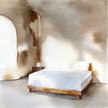 Watercolor of interior of a minimalist and sober Interior IA generativ