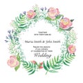Invitation to the wedding with a wreath of delicate water colors