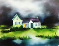 Watercolor of Irish house on a