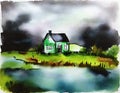 Watercolor of Irish house on a