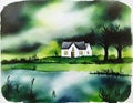 Watercolor of Irish house on a