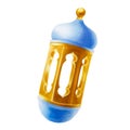 Watercolor Islamic arabian lantern illustration isolated on white background. Muslim golden hand drawn holiday Ramadan