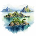 Asian-inspired Watercolor Landscape Illustration With Hyper-realistic Style Royalty Free Stock Photo