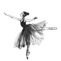Watercolor ballerina. Hand drawn young dancer on white background. Painting illustration.