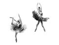 Watercolor ballerinas. Hand drawn dancers on white background. Painting illustration. Royalty Free Stock Photo