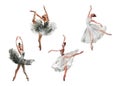 Watercolor ballerinas. Hand drawn dancers on white background. Painting illustration.