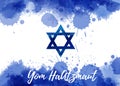 Watercolor Israel flag - Yom HaAtzmaut holiday