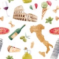 Watercolor italian pattern Royalty Free Stock Photo