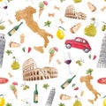 Watercolor italian vector pattern Royalty Free Stock Photo