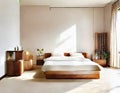 Watercolor of Japandi Style Master Bedroom Interior Design