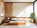 Watercolor of Japandi Style Master Bedroom Interior Design