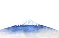 Watercolor japanese fuji mountain.Hand drawn illustration isolated on white background