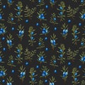 Watercolor juniper branches seamless pattern