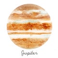 Watercolor Jupiter planet illustration