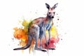 Watercolor kangaroo illustration on white background