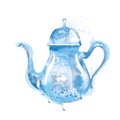 Watercolor kettle with tea