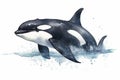 Watercolor killer whale illustration on white background Royalty Free Stock Photo