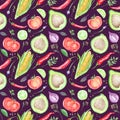 Watercolor Kitchen Vegetarian Pattern