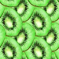 Watercolor kiwi slice fruit seamless pattern texture background